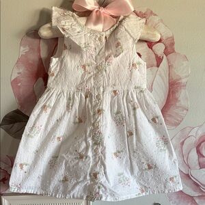 White Floral Button-Up Baby Dress bunny’s perfect for Easter , worn one time